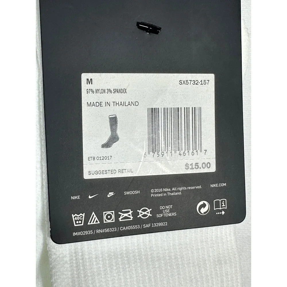 Nike Vapor Over-The-Calf Soccer‎ Socks White Dri-FIT SX5732-157 Mens Medium